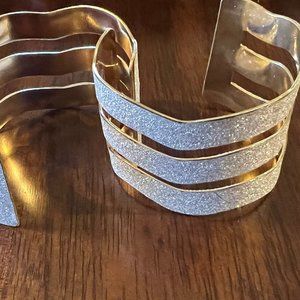 Silver glitter and gold patterned cuffs
